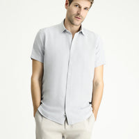 Black Short Sleeve Regular Fit Patterned Cotton Shirt