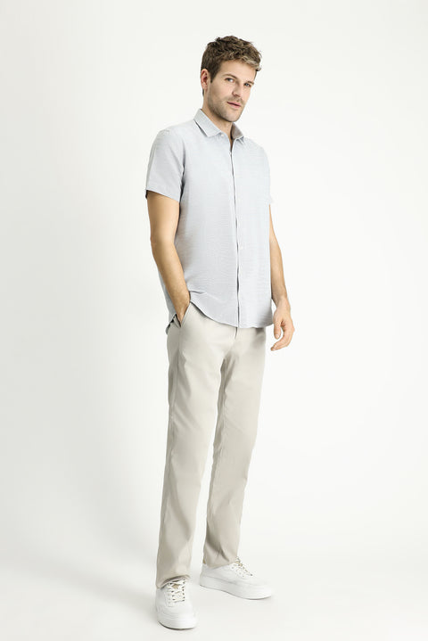 Black Short Sleeve Regular Fit Patterned Cotton Shirt