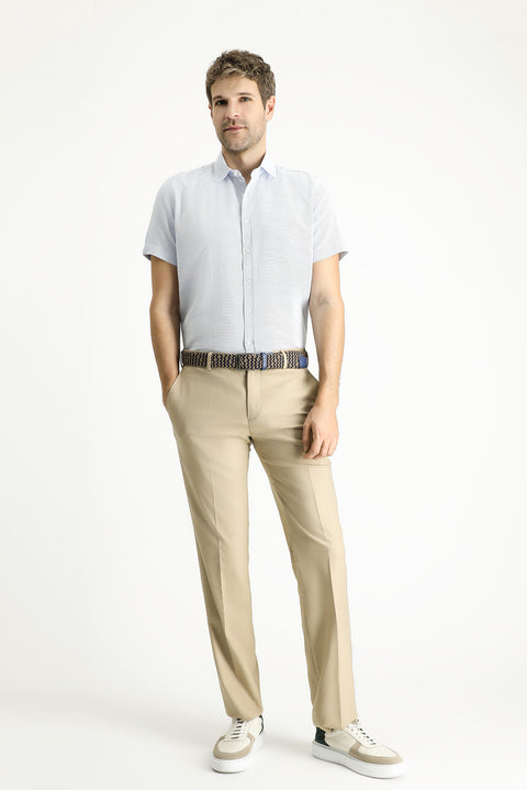 Light Blue Short Sleeve Regular Fit Patterned Cotton Shirt