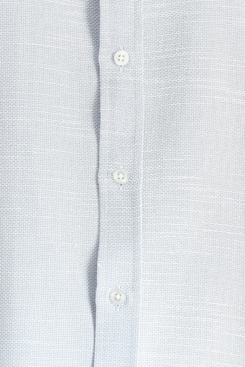 Light Blue Short Sleeve Regular Fit Patterned Cotton Shirt