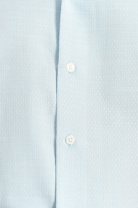 Light Blue Short Sleeve Regular Fit Patterned Cotton Shirt