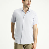 Dark Blue Short Sleeve Regular Fit Patterned Cotton Shirt