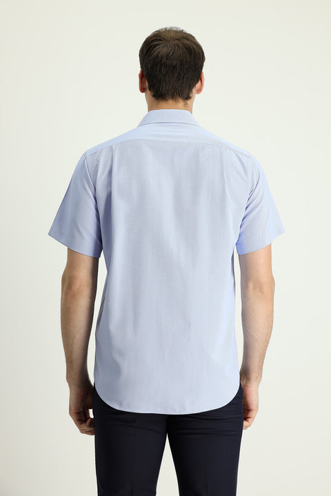 Dark Blue Short-Sleeve Regular Fit Shirt