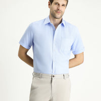Light Blue Short Sleeve Regular Fit Cotton Shirt