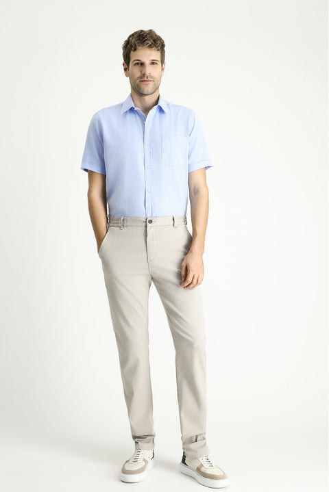Light Blue Short Sleeve Regular Fit Cotton Shirt