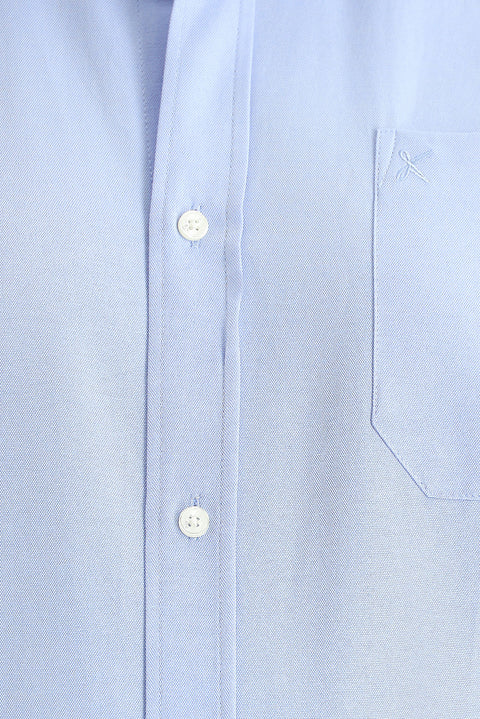 Light Blue Short Sleeve Regular Fit Cotton Shirt