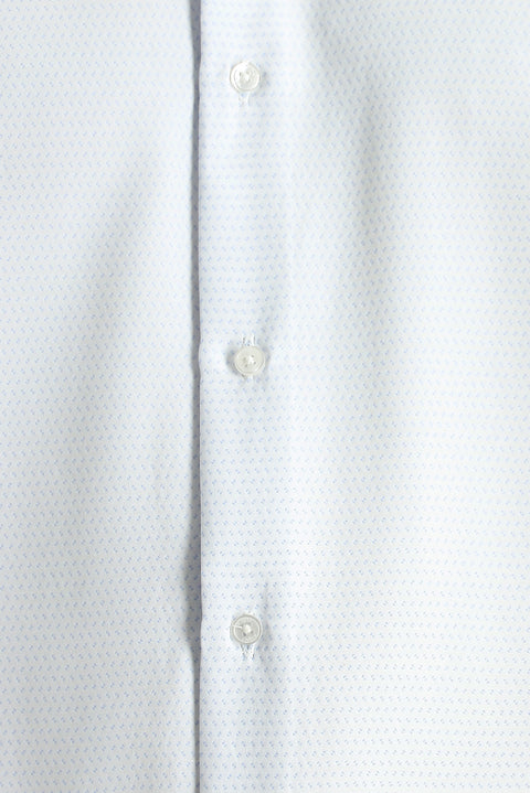 Light Blue Short Sleeve Regular Fit Patterned Cotton Shirt