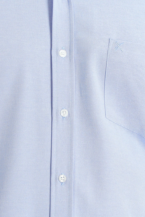 Sky Blue Short Sleeve Regular Fit Sport Cotton Easy-Iron Button-Down Collar Shirt