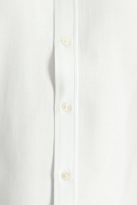 White Short Sleeve Regular Fit Striped Cotton Shirt