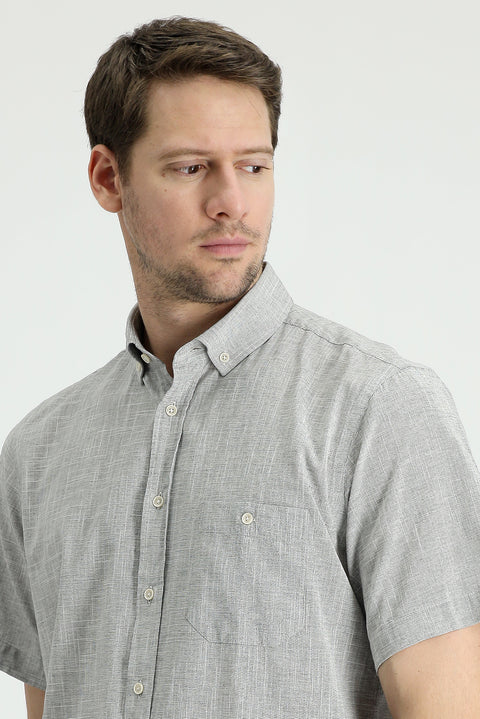 Black Short Sleeve Regular Fit Cotton Sports Shirt