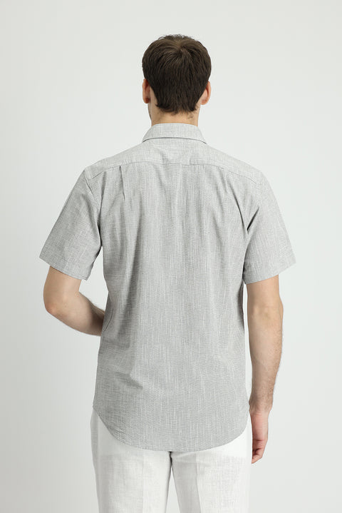 Black Short Sleeve Regular Fit Cotton Sports Shirt