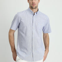 Light Navy Short Sleeve Regular Fit Cotton Sports Shirt