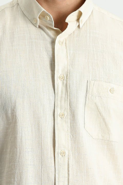 Light Beige Short Sleeve Regular Fit Cotton Sports Shirt