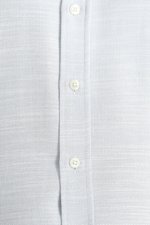 Light Blue Short Sleeve Regular Fit Linen-Look Cotton Shirt