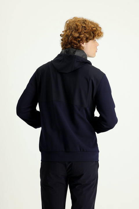 Dark Navy Techno-Line Hooded Sport Jacket