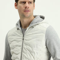 Açık Gri Mevsimlik Slim Fit Dar Kesim Kapüşonlu Kapitone Spor Mont