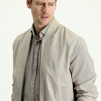 Dark Mink Ribbed Sport Linen Jacket Cotton