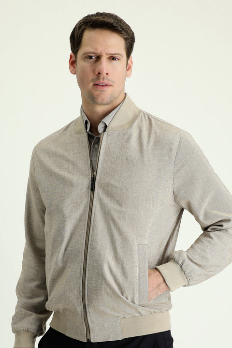 Dark Mink Ribbed Sport Linen Jacket Cotton
