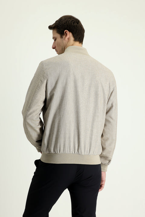 Dark Mink Ribbed Sport Linen Jacket Cotton