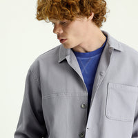 Medium Grey Long Sleeve Oversize Cotton Shirt with Pockets