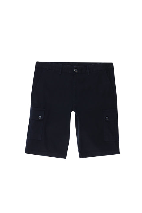 Dark Navy Relaxed Fit Cotton Bermuda Shorts