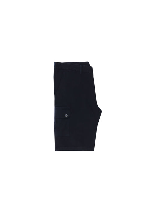 Dark Navy Relaxed Fit Cotton Bermuda Shorts