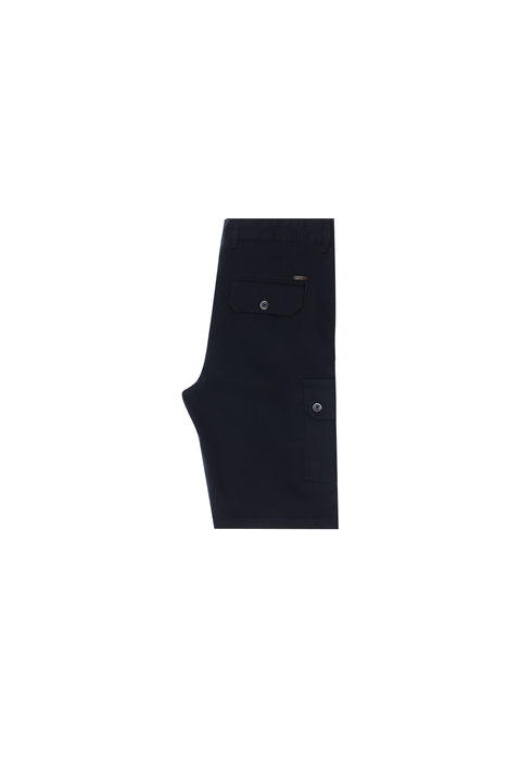 Dark Navy Regular Fit Standard Cut Cotton Bermuda Shorts