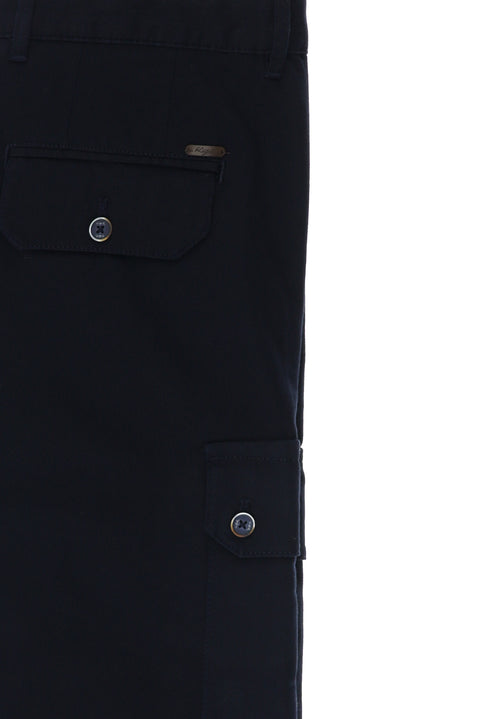 Dark Navy Regular Fit Standard Cut Cotton Bermuda Shorts