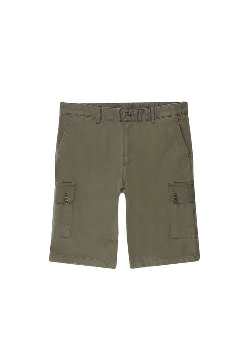 Açık Haki Relaxed Fit Rahat Kesim Pamuklu Bermuda Şort