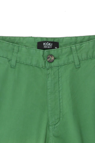  Çimen Yeşili 7 Drop Slim Fit Dar Kesim Pamuklu Bermuda Şort