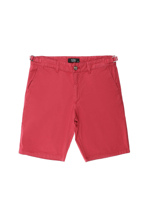 Mercan Kırmızı Slim Fit Dar Kesim Pamuklu Bermuda Şort