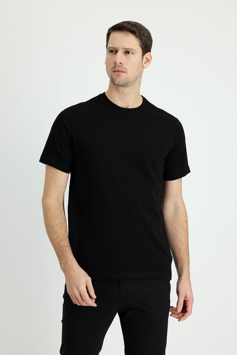 Black Crew Neck Regular Fit Supreme Cotton T-shirt