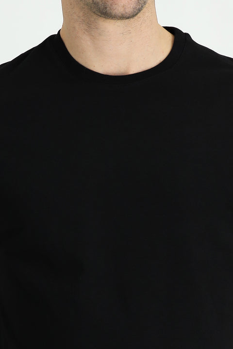 Black Crew Neck Regular Fit Supreme Cotton T-shirt