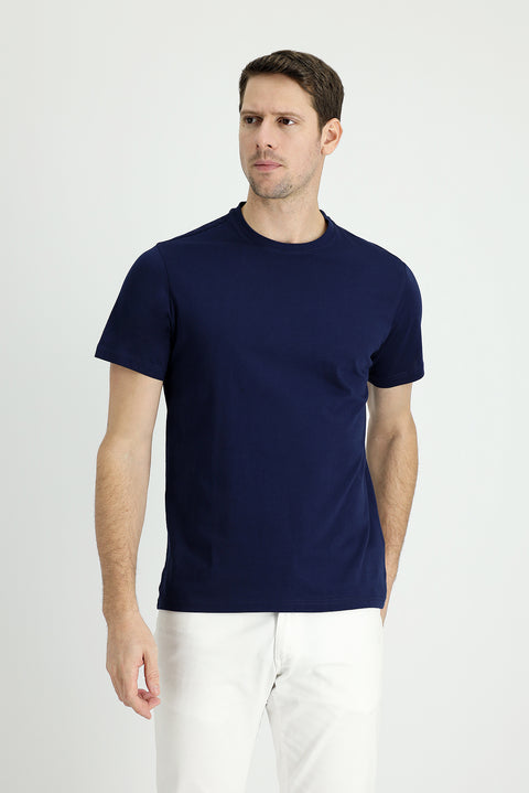 Medium Navy Crew Neck Regular Fit Supreme Cotton T-shirt