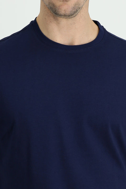 Medium Navy Crew Neck Regular Fit Supreme Cotton T-shirt
