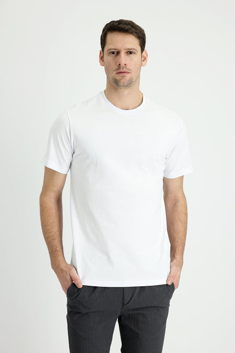 White Crew Neck Regular Fit Supreme Cotton T-shirt