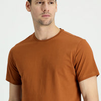 Tan Crew Neck Regular Fit Supreme Cotton T-shirt