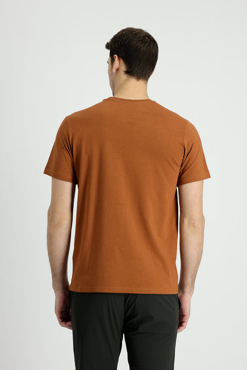 Tan Crew Neck Regular Fit Supreme Cotton T-shirt