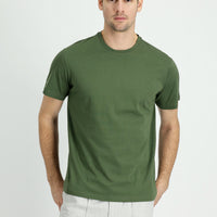 Medium Khaki Crew Neck Regular Fit Supreme Cotton T-shirt