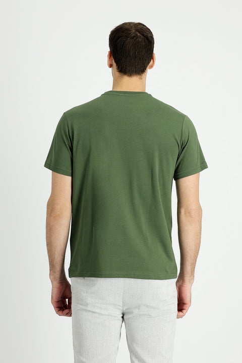 Medium Khaki Crew Neck Regular Fit Supreme Cotton T-shirt