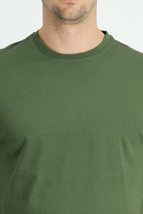 Medium Khaki Crew Neck Regular Fit Supreme Cotton T-shirt