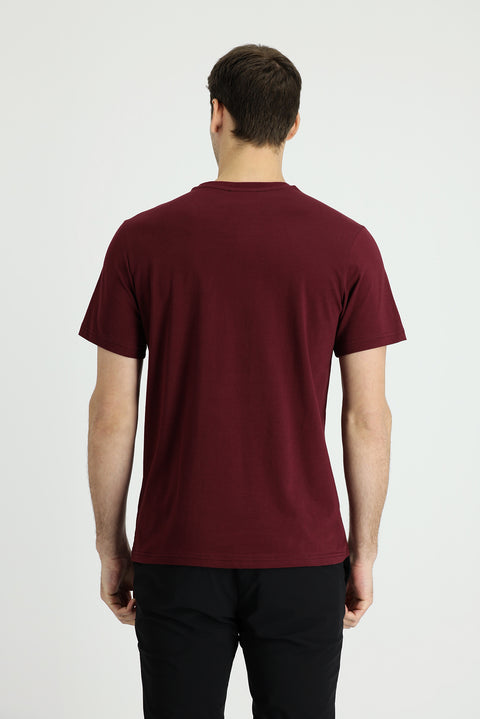 Koyu Bordo Bisiklet Yaka Regular Fit Süprem Pamuk Tişört