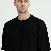 Black Crew Neck Oversize Supreme Cotton T-Shirt