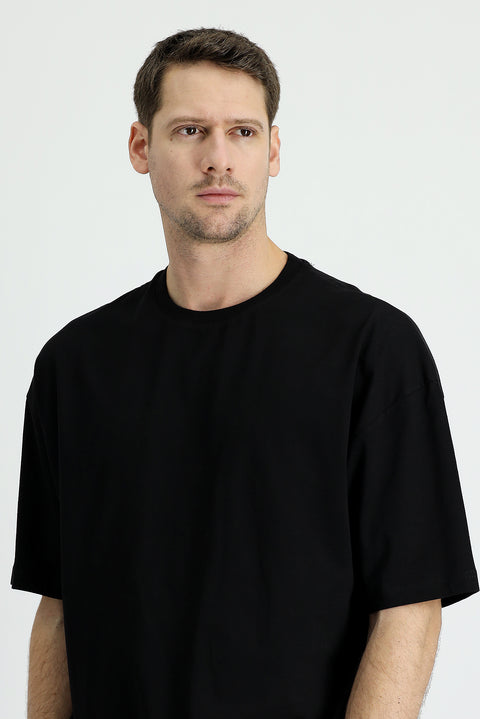 Black Crew Neck Oversize Supreme Cotton T-Shirt