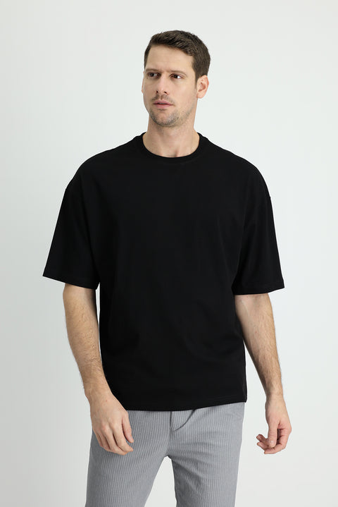Black Crew Neck Oversize Supreme Cotton T-Shirt