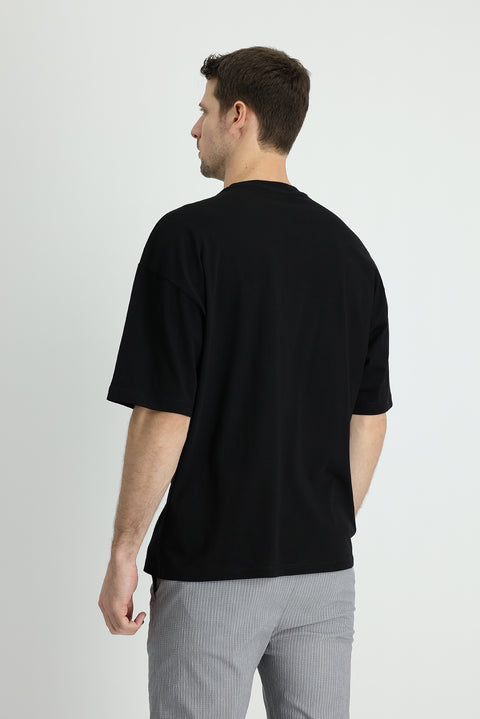 Black Crew Neck Oversize Supreme Cotton T-Shirt