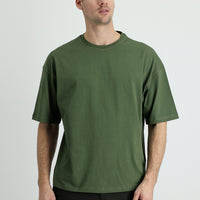 Medium Khaki Crew Neck Oversize Supreme Cotton T-Shirt