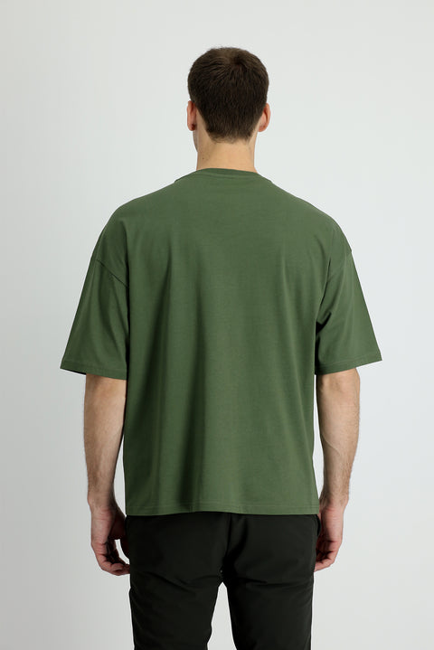 Medium Khaki Crew Neck Oversize Supreme Cotton T-Shirt