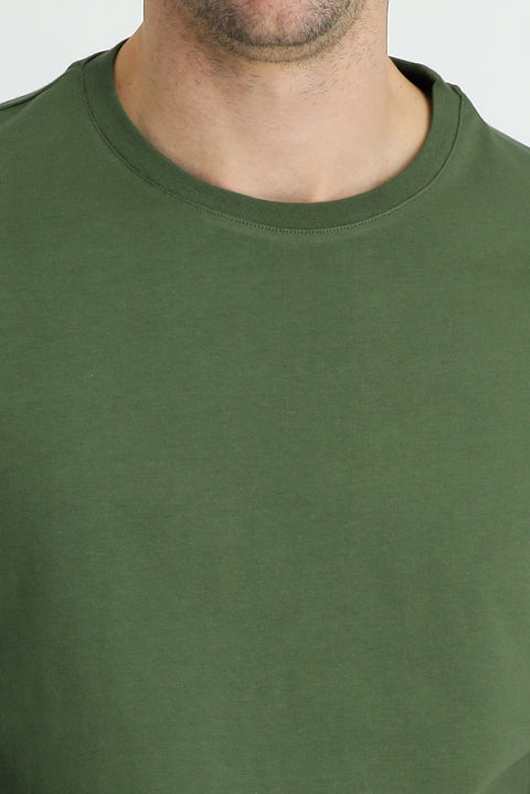 Medium Khaki Crew Neck Oversize Supreme Cotton T-Shirt