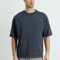 Dark Anthracite Crew Neck Oversize Supreme Cotton T-Shirt